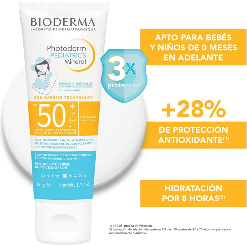 اطلاعاتی بیشتر راجب کرم ضد آفتاب بایودرما مدل pediatrics ماینرال SPF50 وزن 50 گرم