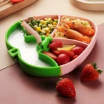 ظرف غذای سیلیکونی نوزاد و کودک طرح توت فرنگی مدل 5 پارچه - تصویر 4