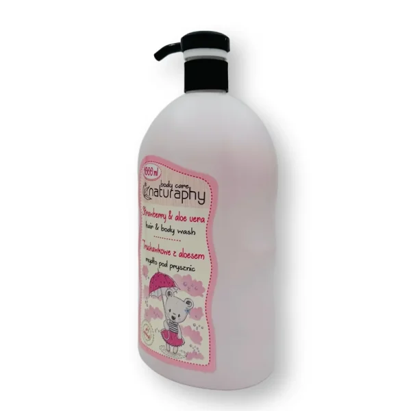 شامپو سر و بدن کودک naturaphy توت فرنگی و آلوئه ورا حجم 1 لیتر - تصویر 2