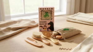 ست شانه و برس چوبی کودک 3 تکه کاوالو